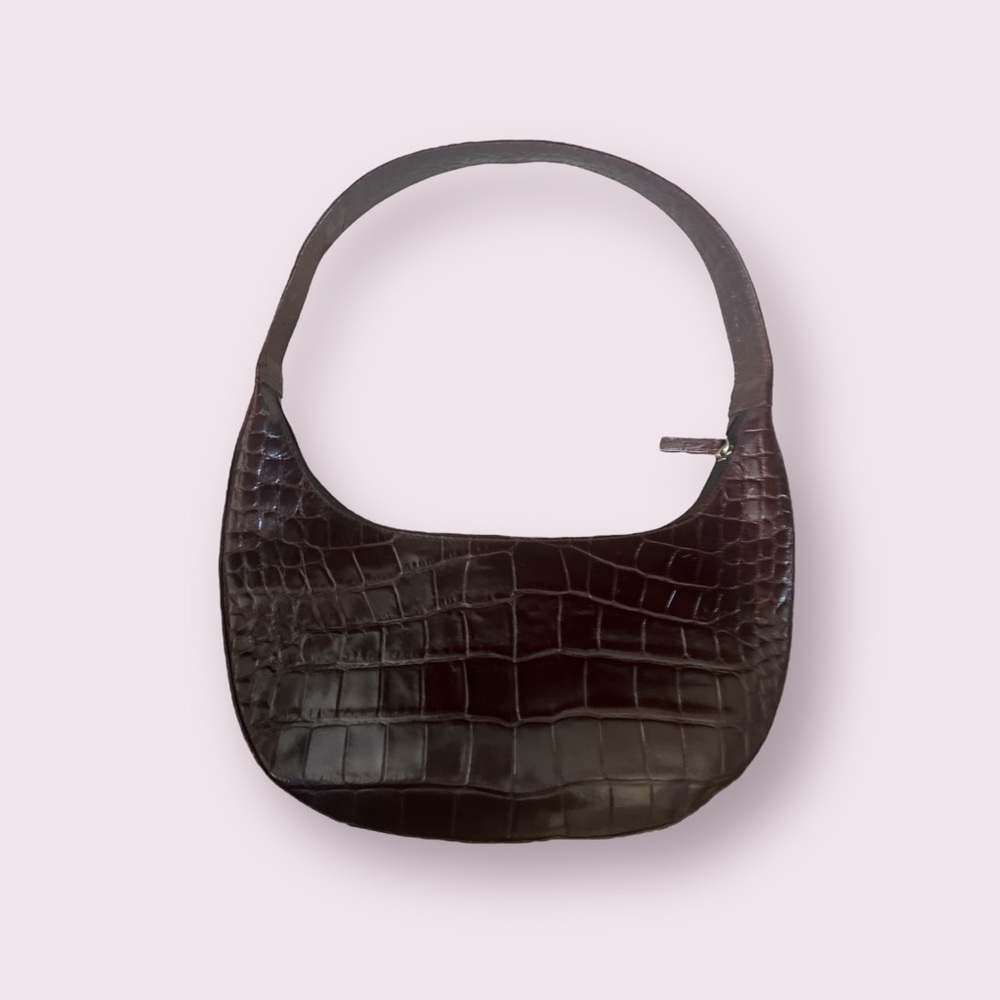 Dark brown leather shoulder bag